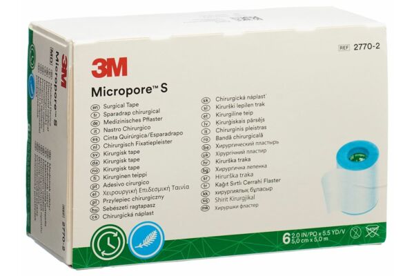 3M Micropore S sparadrap silicone rouleau 5cmx5m 6 pce