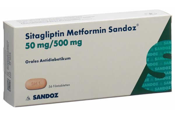 Sitagliptin Metformin Sandoz Filmtabl 50mg/500mg 56 Stk