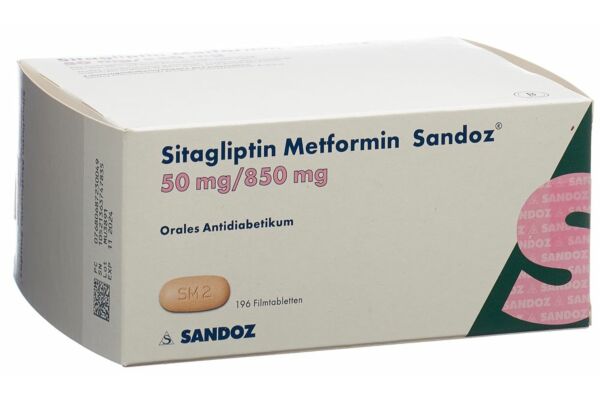 Sitagliptine Metformine Sandoz cpr pell 50mg/850mg 196 pce