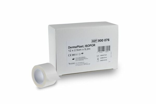 DermaPlast Isopor Fixierpflaster 2.5cmx9.2m Vlies weiss 12 Stk