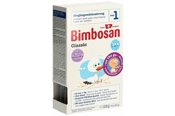 Bimbosan Classic 1 Säuglingsmilch ohne Palmöl Reiseportionen 5 x 25 g