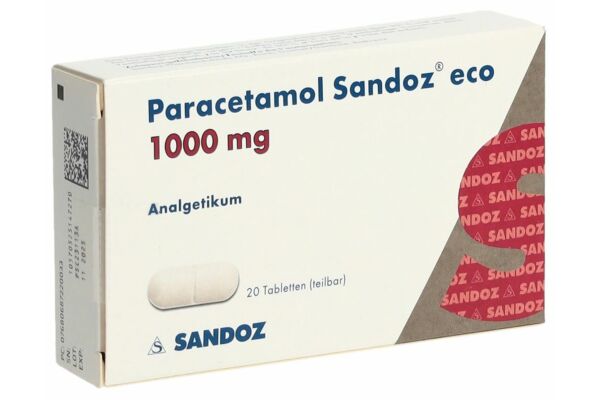 Paracetamol Sandoz eco Tabl 1000 mg 20 Stk