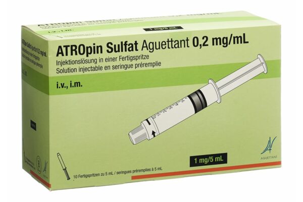 Atropin Sulfat Aguettant sol inj 1 mg/5ml 10 ser pré 5 ml