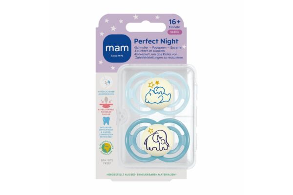 MAM Perfect Night Nuggi 16-36 Monate blue/blue 2 Stk