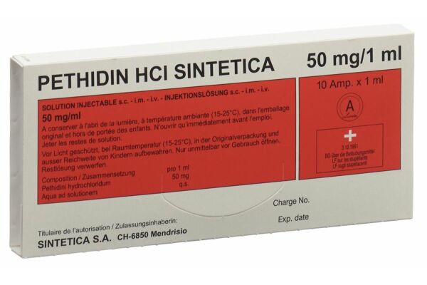 Péthidine HCl Sintetica sol inj 50 mg/ml 10 amp 1 ml