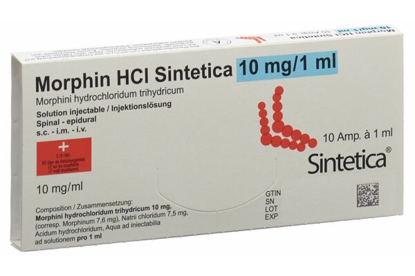 Morphin HCl Sintetica Inj Lös 10 mg/ml 10 Amp 1 ml