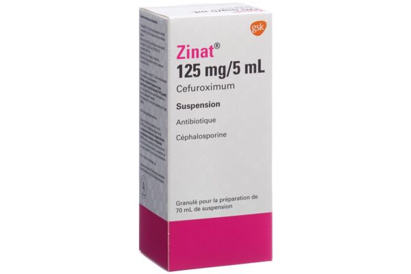 Zinat pdr 125 mg/5ml pour suspension buvable fl 70 ml