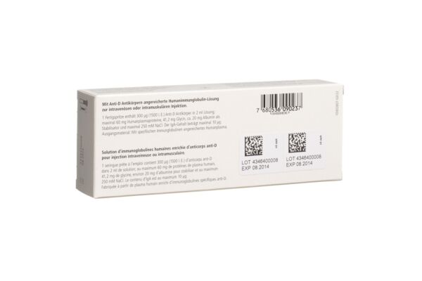 Rhophylac Inj Lös 300 mcg/2ml Fertspr 2 ml