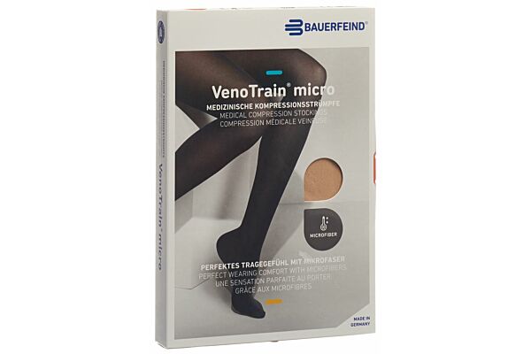 VENOTRAIN MICRO A-D CCL2 L plus/short pied fermé crème 1 paire