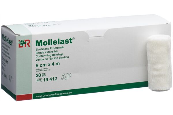 Mollelast bande de fixation élastique 8cmx4m blanc 20 pce