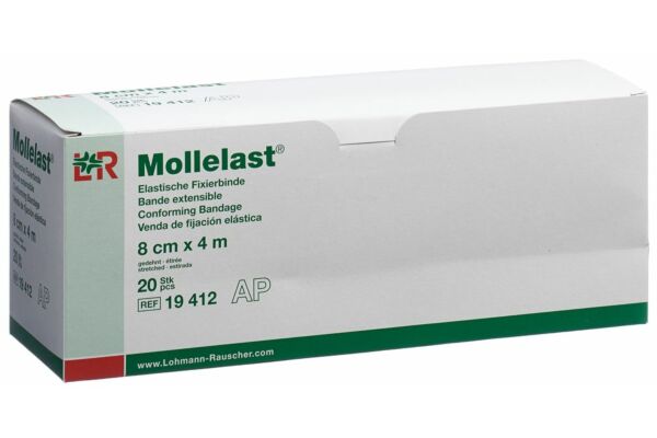 Mollelast bande de fixation élastique 8cmx4m blanc 20 pce