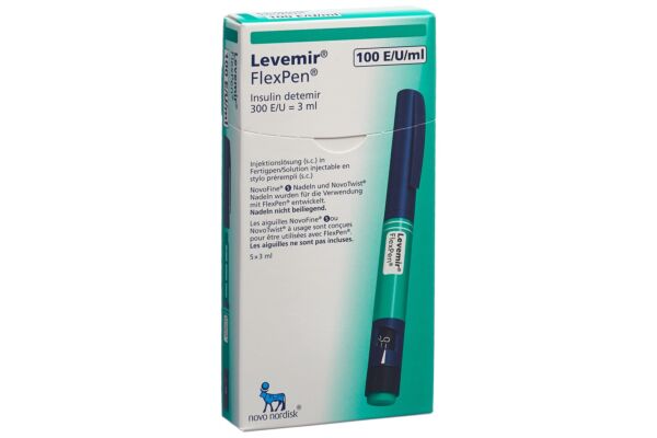 Insulin Levemir FlexPen Inj Lös 100 E/ml 5 Fertpen 3 ml