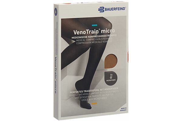 VENOTRAIN MICRO A-G CCL2 M plus/long pied ouvert caramel Bande dentelle 1 paire