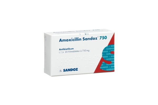 Amoxicillin Sandoz Filmtabl 750 mg 20 Stk