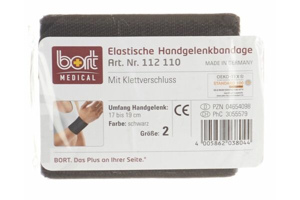 Bort Handgelenkbandage Velcro 8cm Gr1 -17cm schwarz