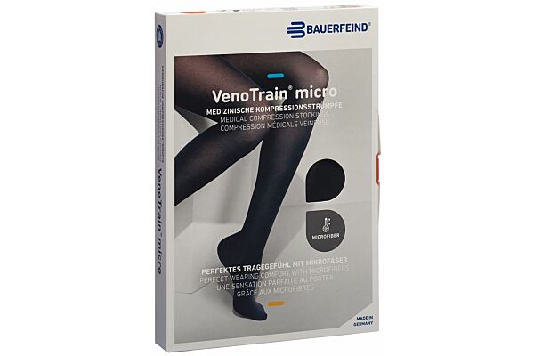 VENOTRAIN MICRO A-G KKL2 L normal/short offene Fussspitze schwarz Haftband Spitze 1 Paar