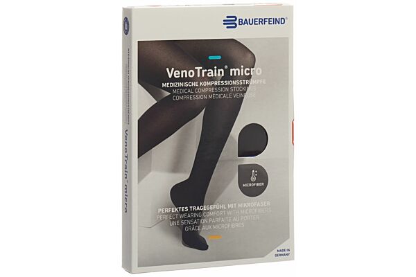 VENOTRAIN MICRO A-D KKL2 M normal/short offene Fussspitze schwarz 1 Paar