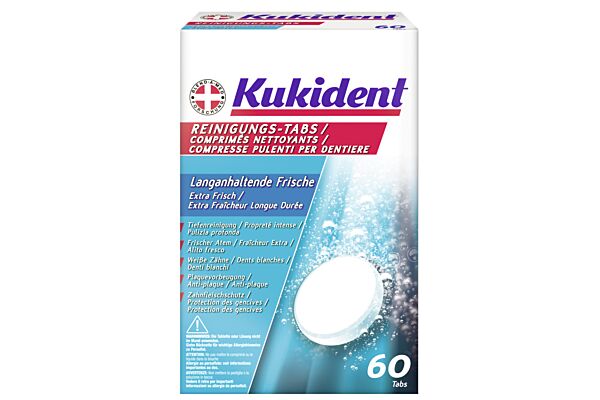 Kukident comprimés nettoyants comp extra fraîcheur longue duréé 60 pce