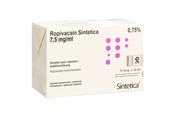 Ropivacain Sintetica sol inj 7.5 mg/ml 20ml ampoules 10 pce