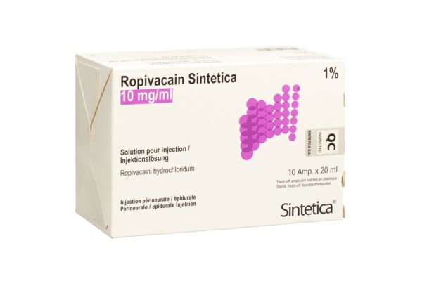 Ropivacain Sintetica sol inj 10 mg/ml 20ml ampoules 10 pce