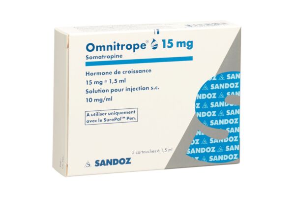 Omnitrope cartouche pour SurePal sol inj 15 mg/1.5ml 5 pce