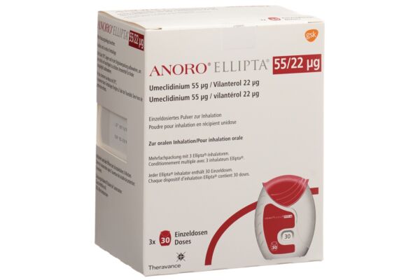 Anoro Ellipta Inh Plv 55 mcg/22 mcg 3 x 30 Dos