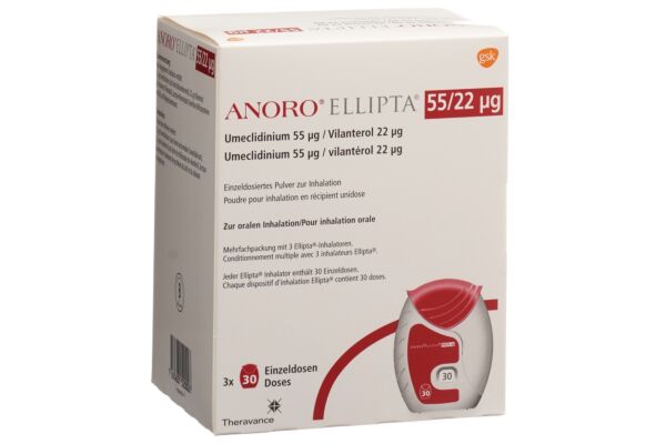 Anoro Ellipta Inh Plv 55 mcg/22 mcg 3 x 30 Dos