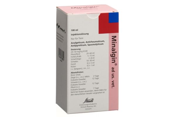 Minalgin Inj Lös 500 mg/ml ad us. vet. Fl 100 ml