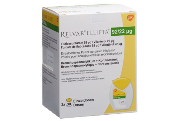 Relvar Ellipta pdr inh 92mcg/22mcg 3 x 30 dos