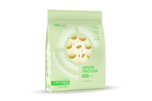 QNT Vegan Protein Zero Sugar-Lactose Free Vanilla Macaron sach 500 g