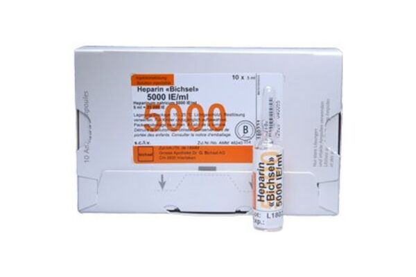 Héparine Bichsel sol inj 25000 UI/5ml stérile 10 amp 5 ml