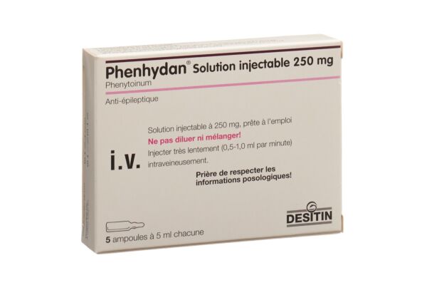 Phenhydan Inj Lös 250 mg/5ml i.v. 5 Amp 5 ml