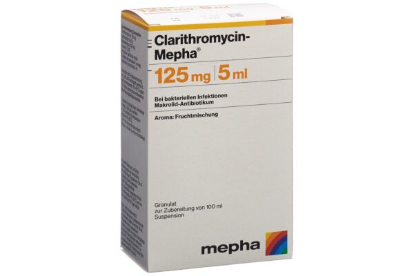 Clarithromycin-Mepha gran 125 mg/5ml pour suspension buvable fl 100 ml