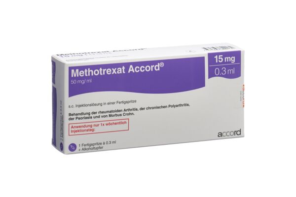 Methotrexat Accord sol inj 15 mg/0.3ml seringue préremplie 0.3 ml