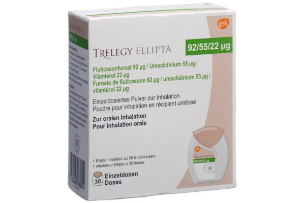 Trelegy Ellipta pdr inh 92/55/22mcg 30 dos