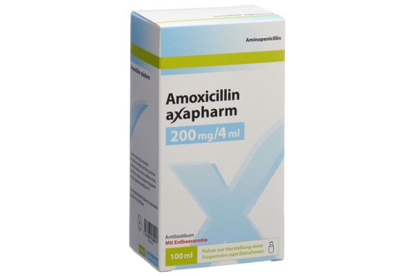 Amoxicilline Axapharm pdr 200 mg/4ml pour la préparation d'une suspension orale fl 100 ml