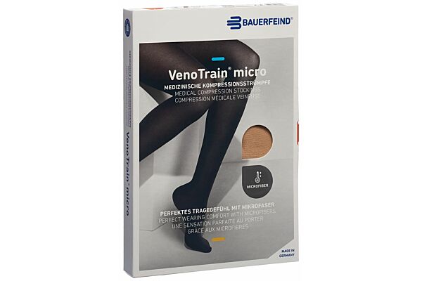 VENOTRAIN MICRO A-G CCL2 XL normale/long pied fermé crème Bande micropicots 1 paire