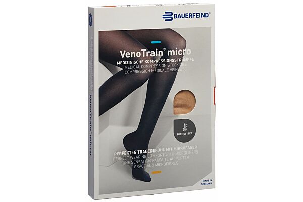 VENOTRAIN MICRO A-G KKL2 L normal/short offene Fussspitze creme Haftband Mikronoppen 1 Paar