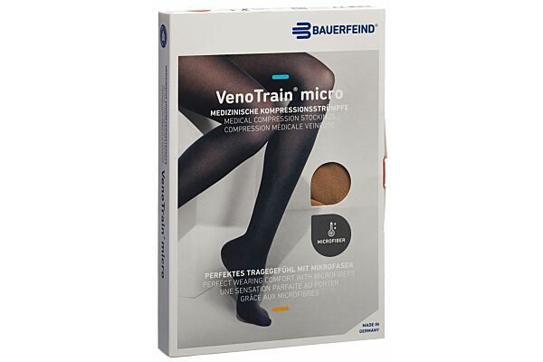 VENOTRAIN MICRO A-G KKL2 S plus/long geschlossene Fussspitze caramel Haftband Mikronoppen 1 Paar