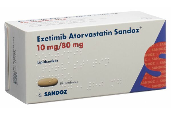 Ezétimibe Atorvastatine Sandoz cpr pell 10/80mg 30 pce