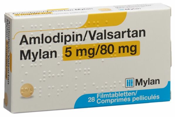 Amlodipin Valsartan Mylan Filmtabl 5mg/80mg 28 Stk