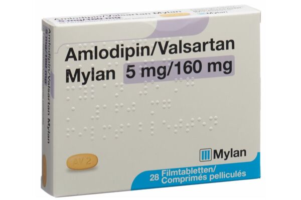 Amlodipin Valsartan Mylan Filmtabl 5mg/160mg 28 Stk