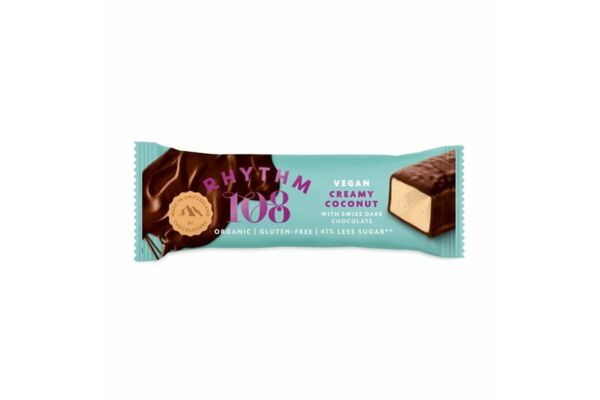 RHYTHM108 Super Coconut Dark Chocolate Bar sans gluten végane 15 x 33 g