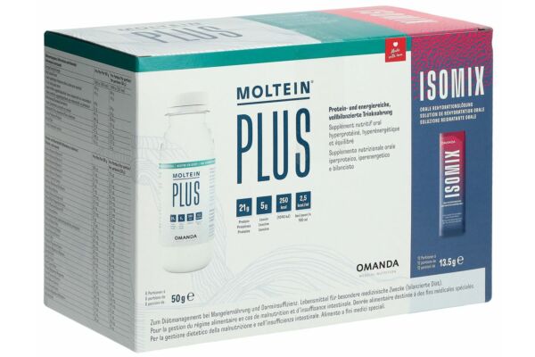 Moltein PLUS 2.5 Ready2Shake Geschmacksneutral 6 Flaschen 50 g + ISOMIX Pulver 12 Beutel 13.5 g