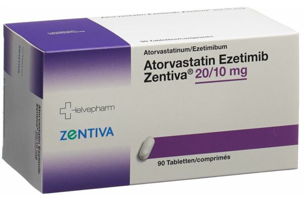 Atorvastatin Ezetimib Zentiva Tabl 20 mg/10 mg 90 Stk