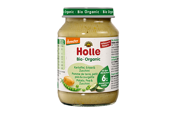 Holle pomme de terre petit pois et courgette verre 190 g