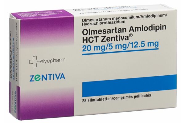 Olmesartan Amlodipin HCT Zentiva Filmtabl 20/5/12.5 mg 28 Stk