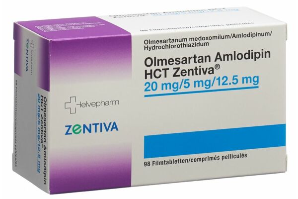 Olmesartan Amlodipin HCT Zentiva Filmtabl 20/5/12.5 mg 98 Stk