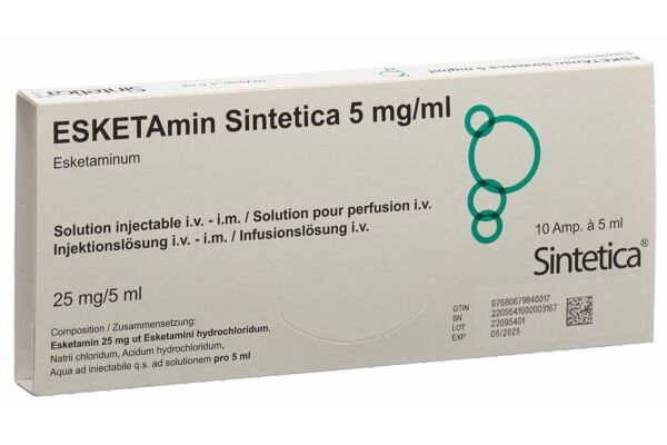 ESKETAmin Sintetica prép inj perf 25 mg/5ml 10 amp 5 ml