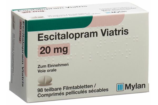 Escitalopram Viatris Filmtabl 20 mg 98 Stk